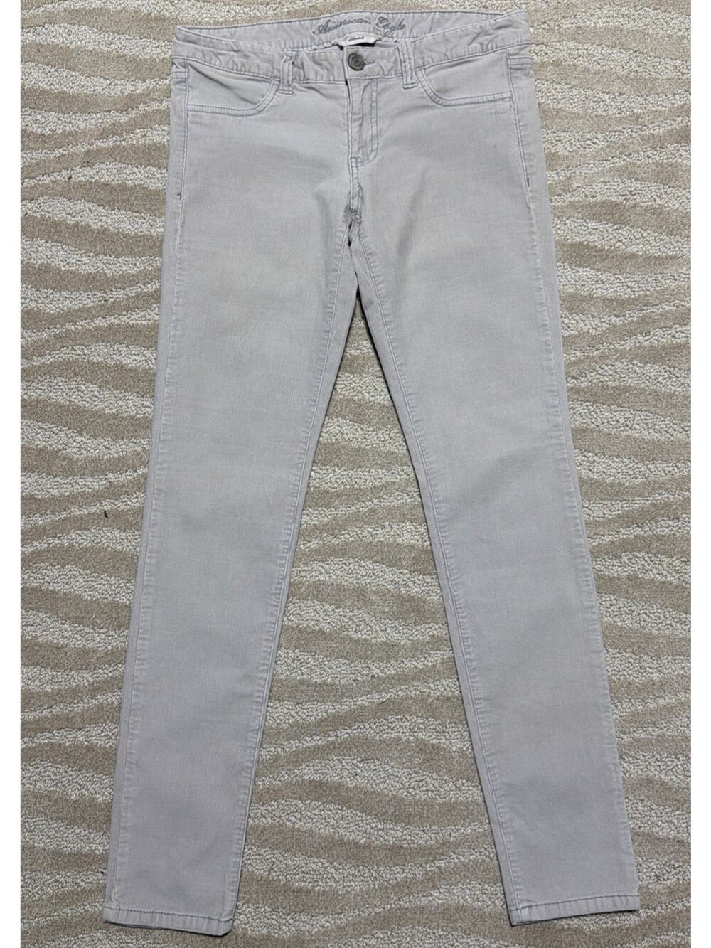 AE AMERICAN EAGLE Gray Corduroy STRETCH JEGGINGS WOMEN JEANS SIZE 6 Boho Chic